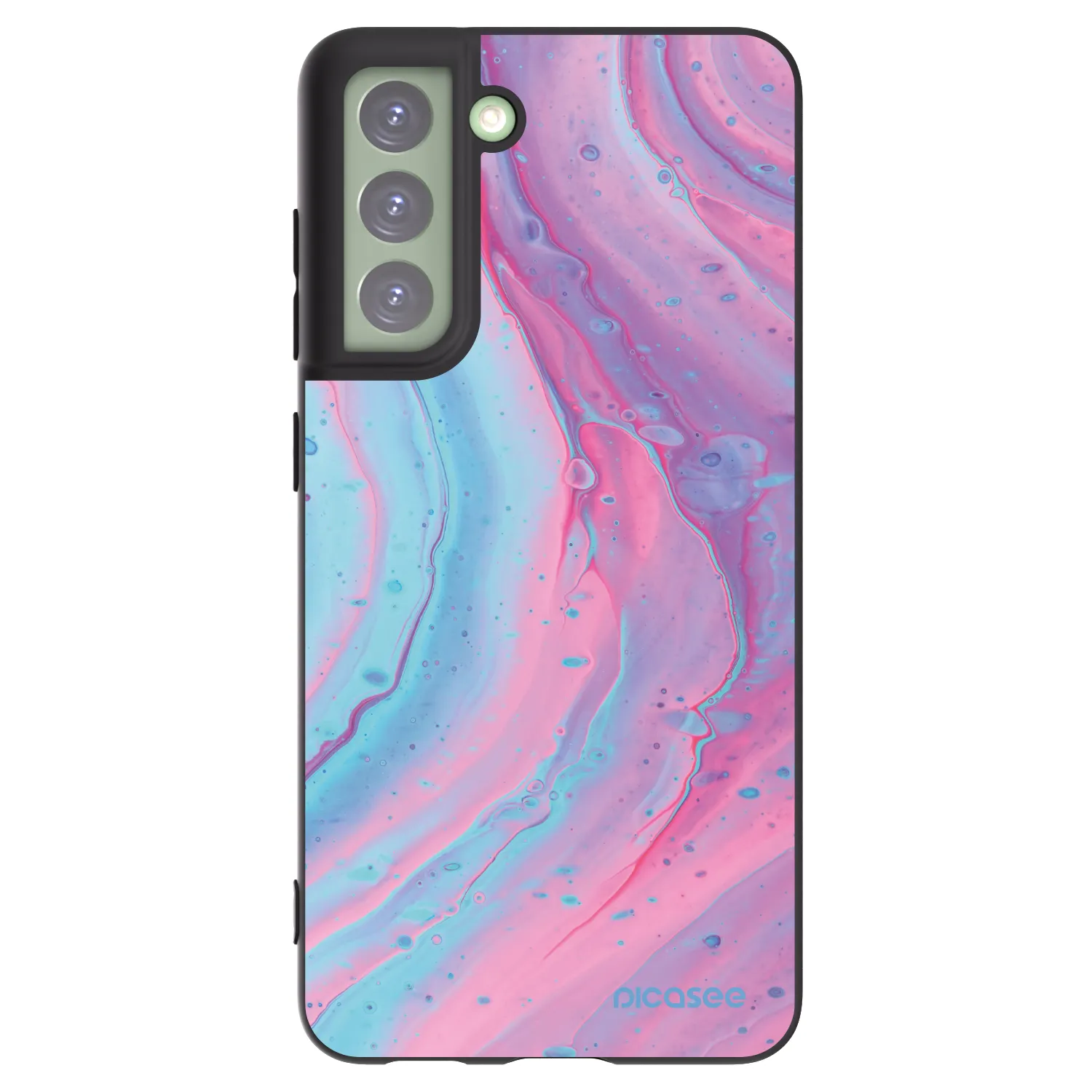 Picasee silikonski črni ovitek za Samsung Galaxy S21 FE 5G - Pink liquid