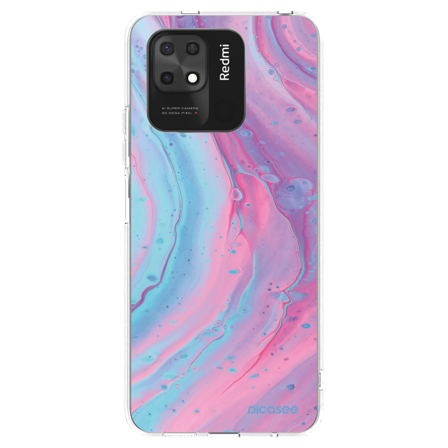 Picasee silikonski prozorni ovitek za Xiaomi Redmi 10C - Pink liquid