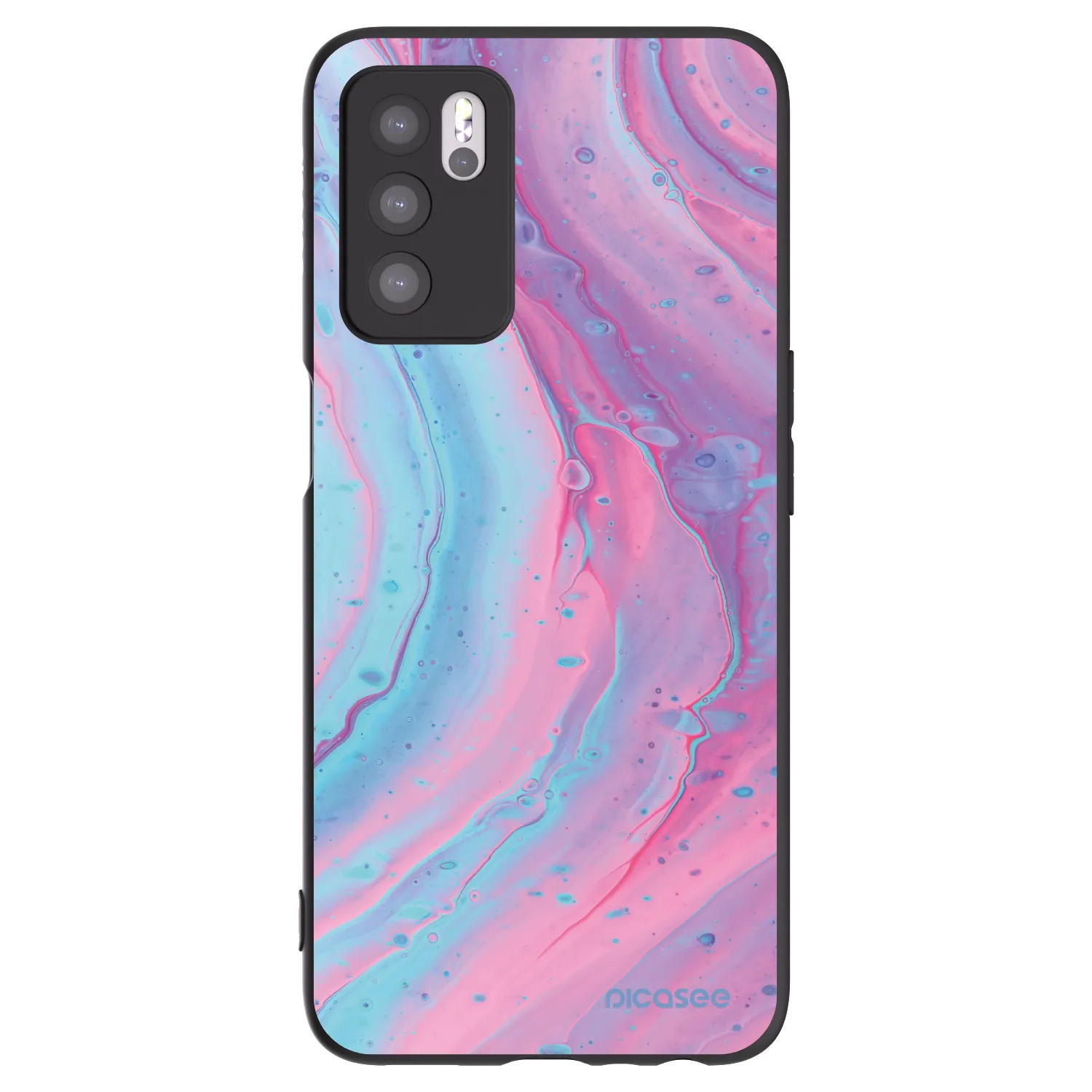Picasee silikonski črni ovitek za OPPO A16s - Pink liquid
