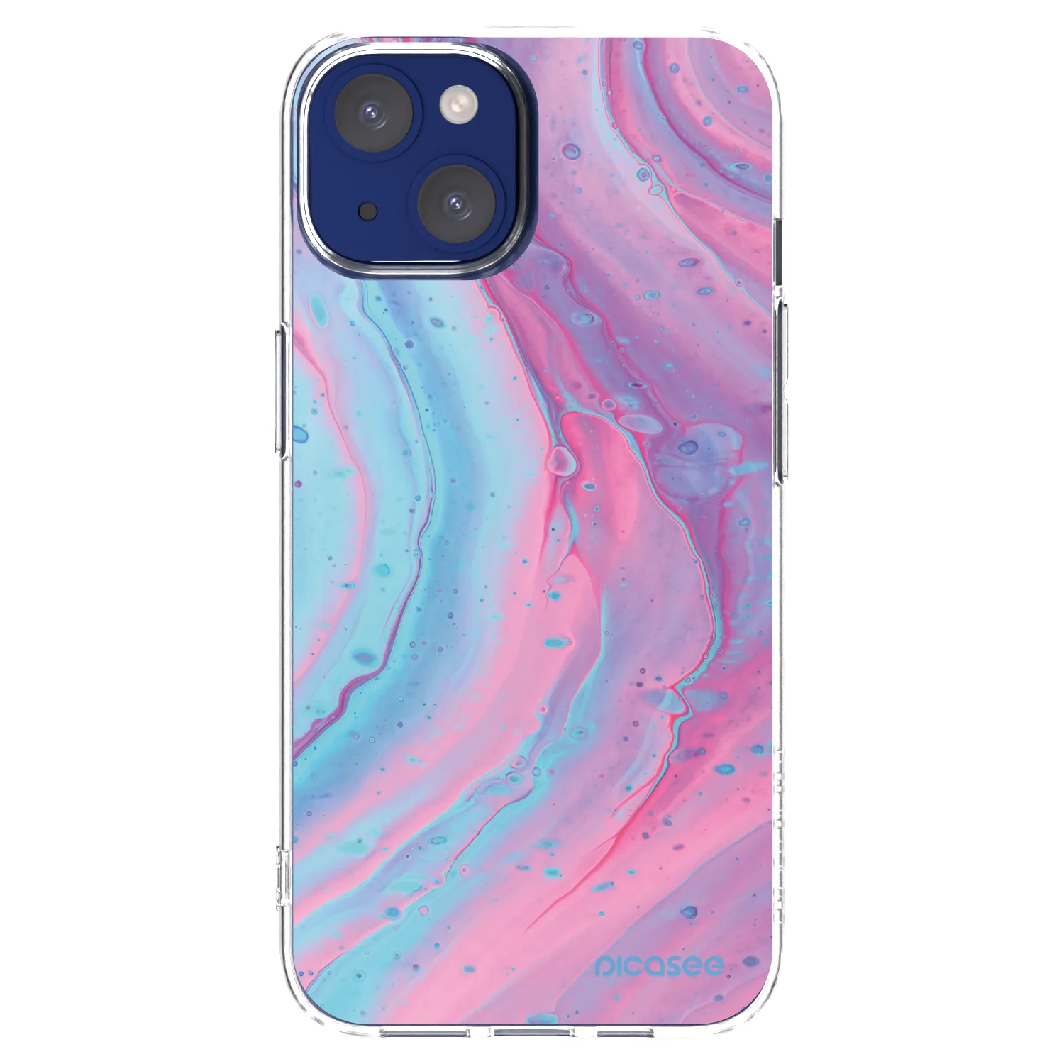 Picasee silikonski prozorni ovitek za Apple iPhone 14 - Pink liquid