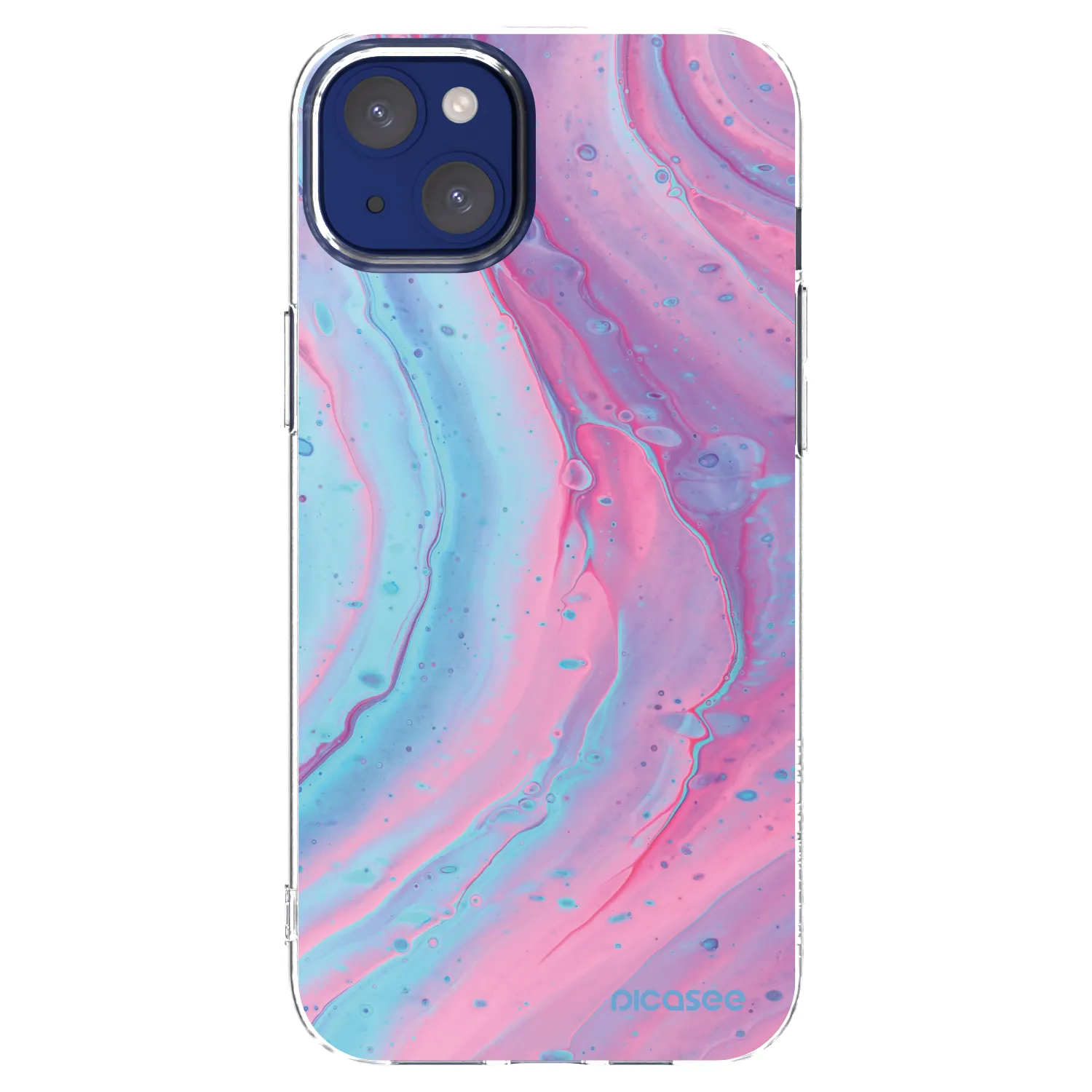 Picasee silikonski prozorni ovitek za Apple iPhone 14 Plus - Pink liquid