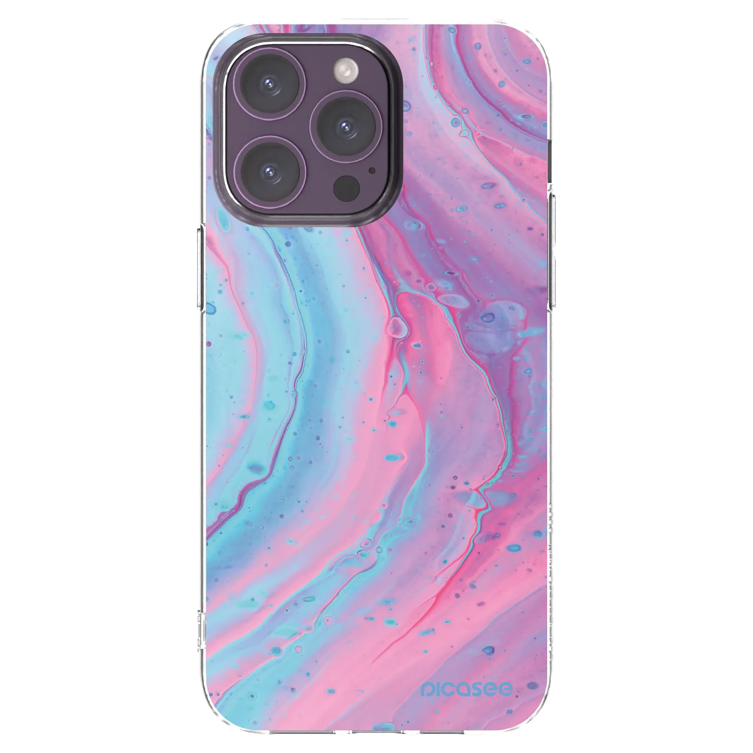 Picasee silikonski prozorni ovitek za Apple iPhone 14 Pro Max - Pink liquid