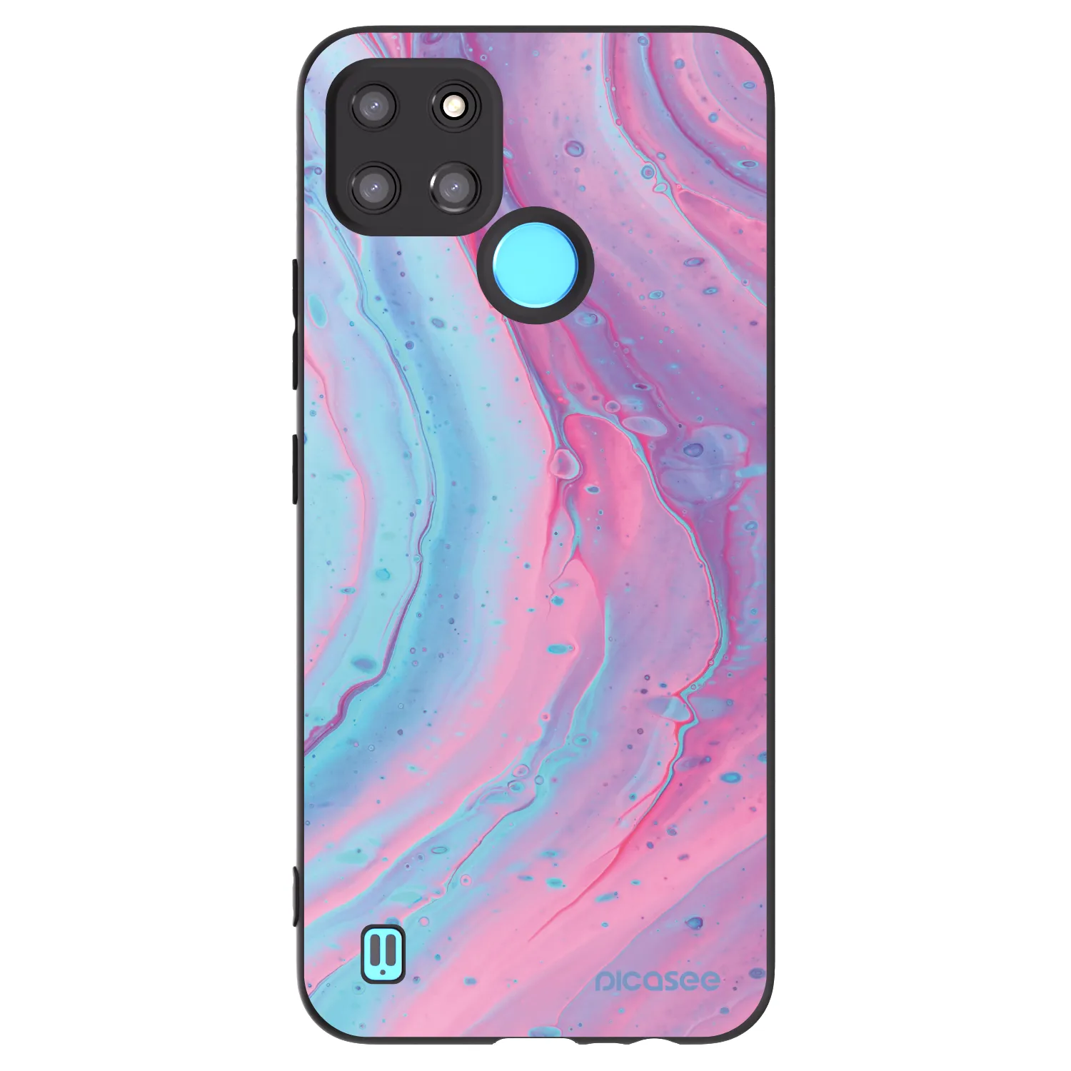 Picasee silikonski črni ovitek za Realme C21Y - Pink liquid