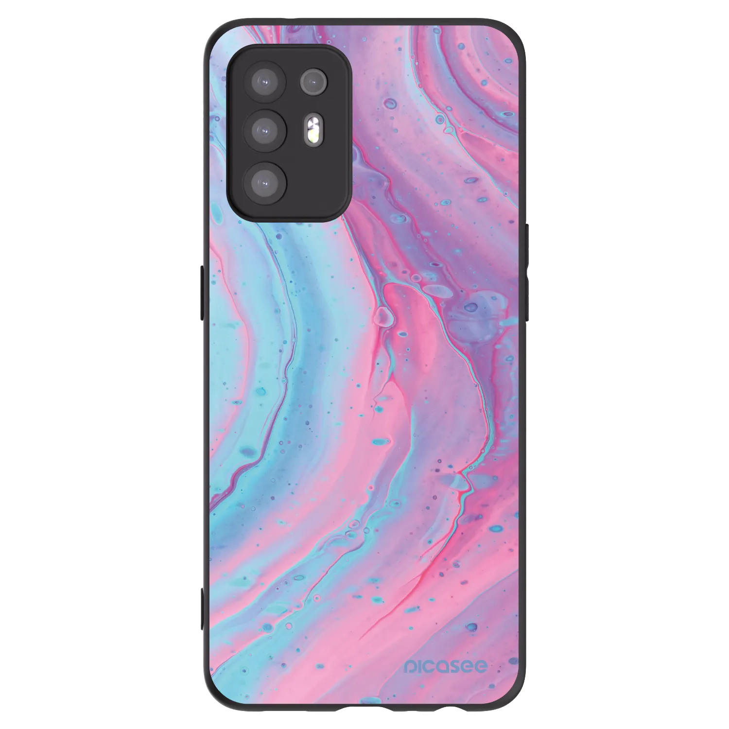 Picasee silikonski črni ovitek za OPPO A94 5G - Pink liquid