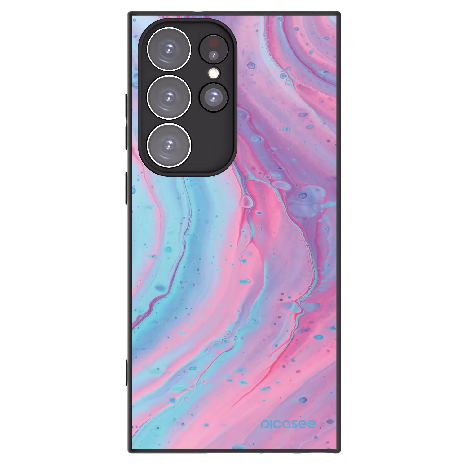 Picasee silikonski črni ovitek za Samsung Galaxy S23 Ultra 5G - Pink liquid