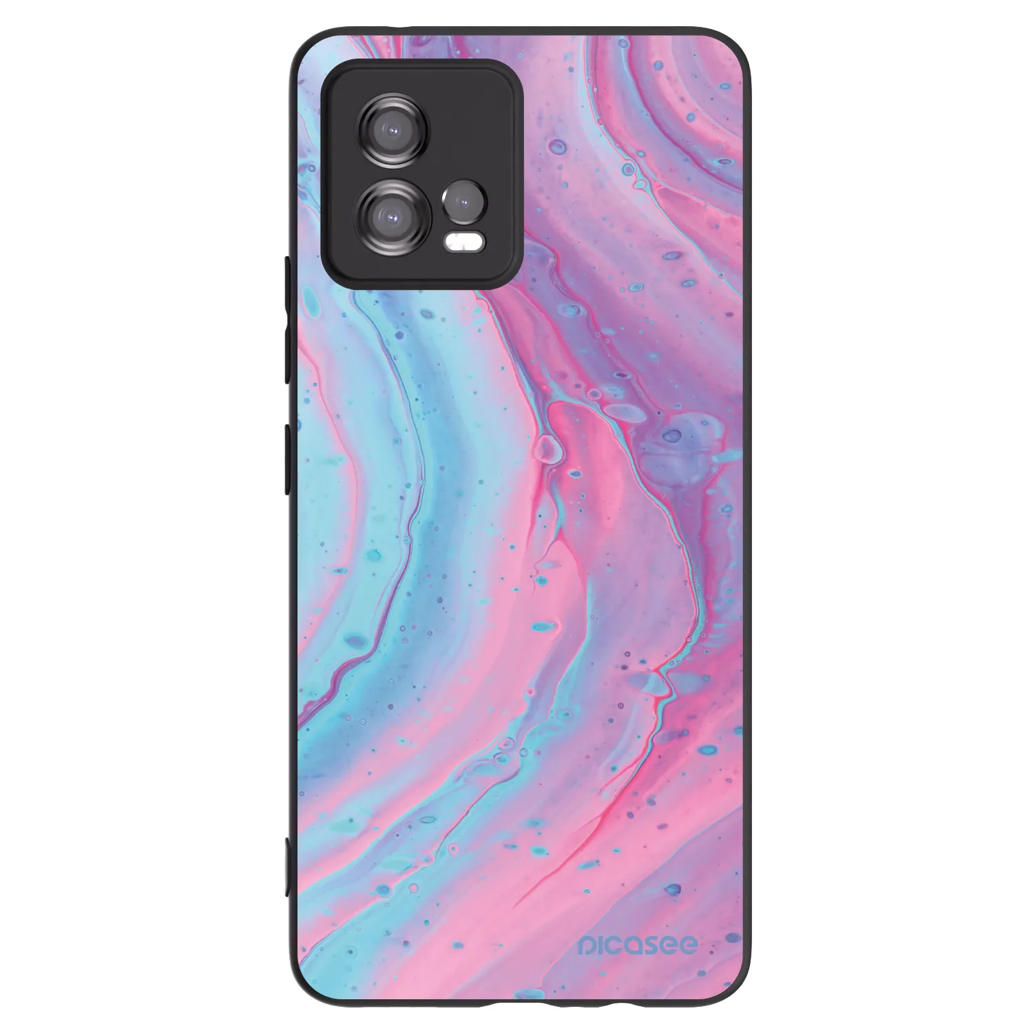 Picasee silikonski črni ovitek za Motorola Moto G72 - Pink liquid