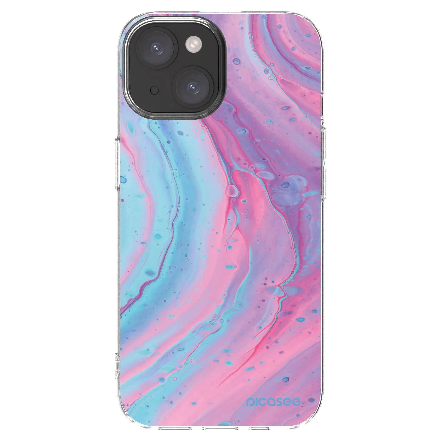 Picasee silikonski prozorni ovitek za Apple iPhone 15 - Pink liquid
