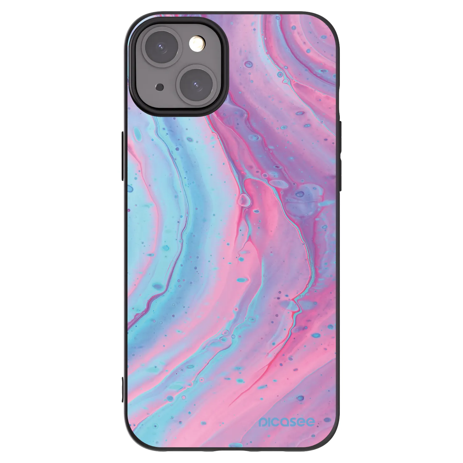Picasee silikonski črni ovitek za Apple iPhone 15 Plus - Pink liquid