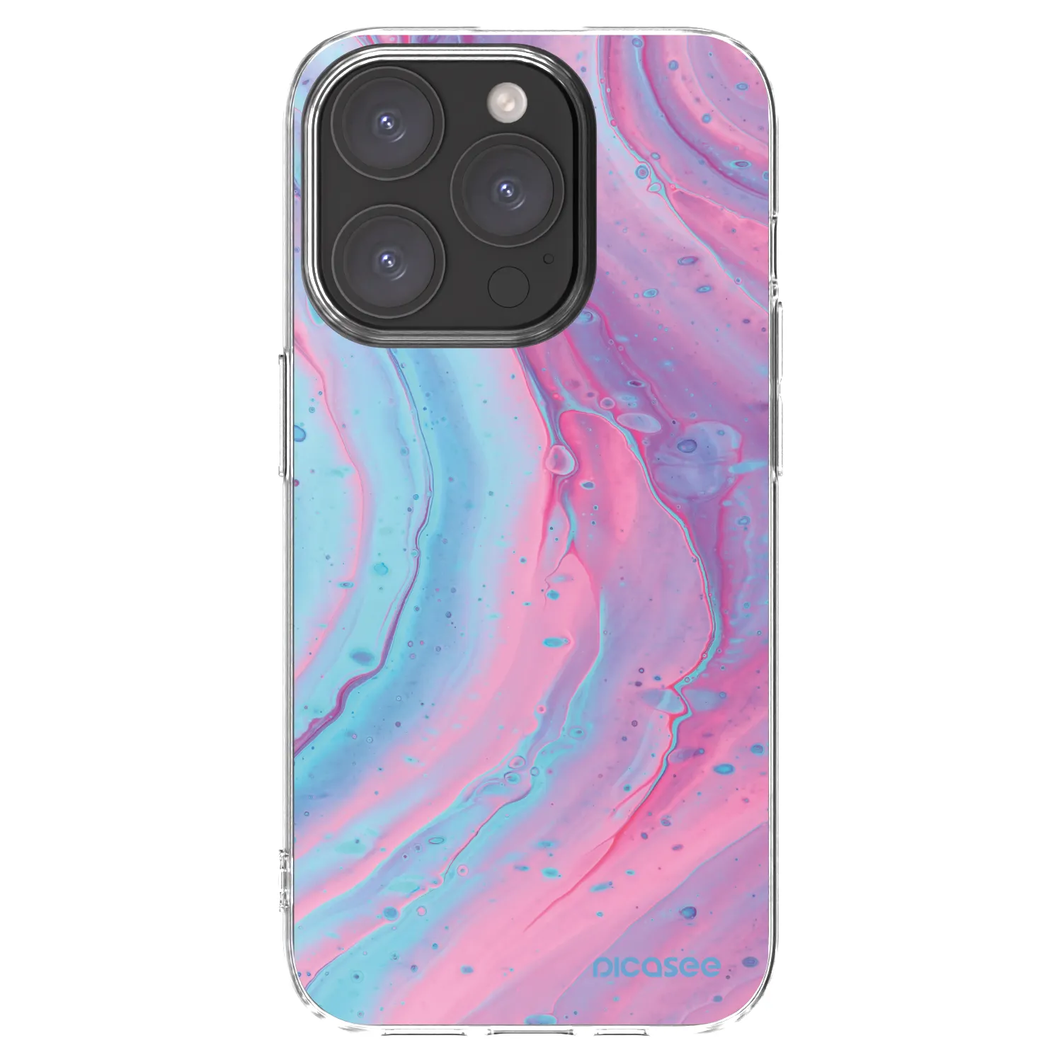 Picasee silikonski prozorni ovitek za Apple iPhone 15 Pro - Pink liquid