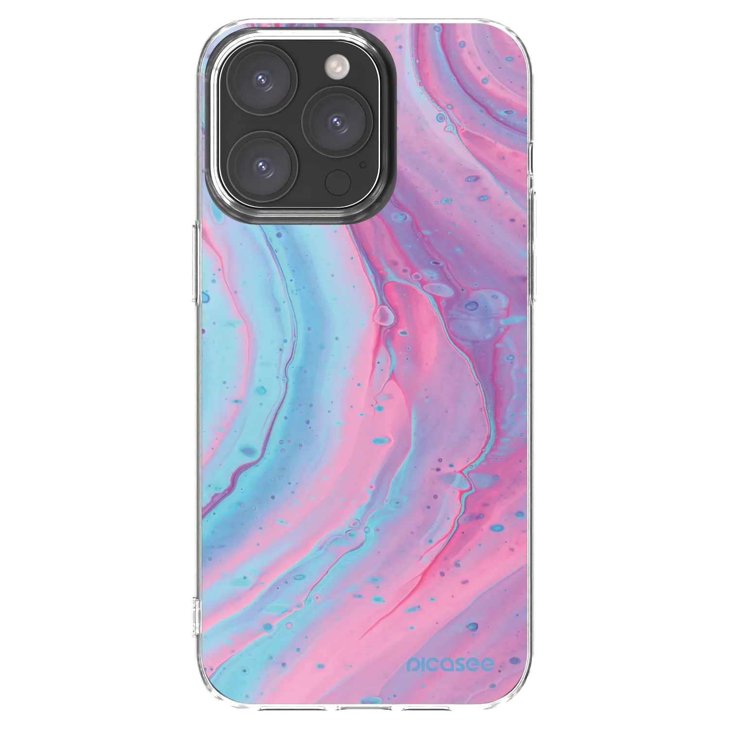Picasee silikonski prozorni ovitek za Apple iPhone 15 Pro Max - Pink liquid
