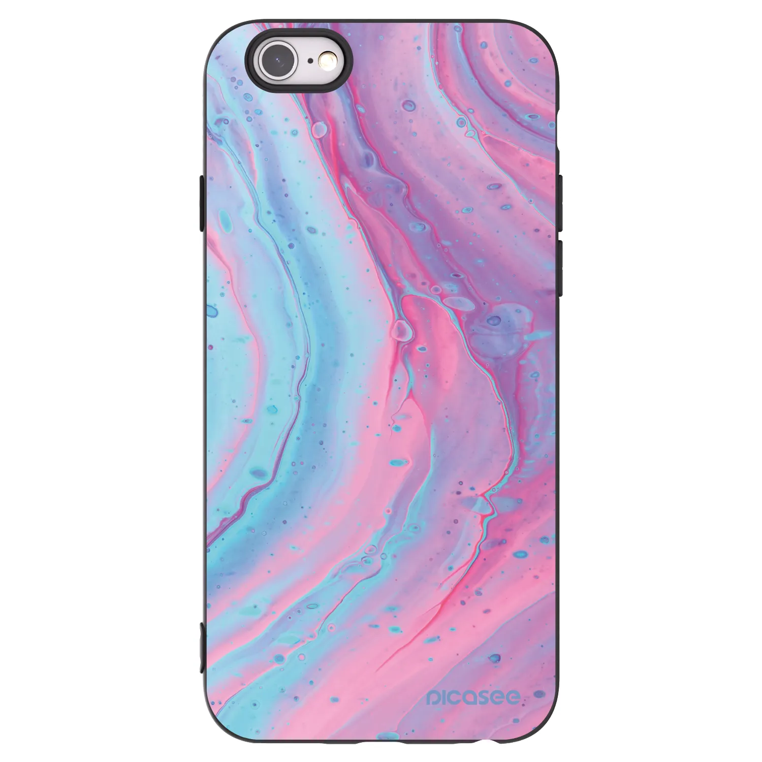 Picasee silikonski črni ovitek za Apple iPhone 6/6S - Pink liquid