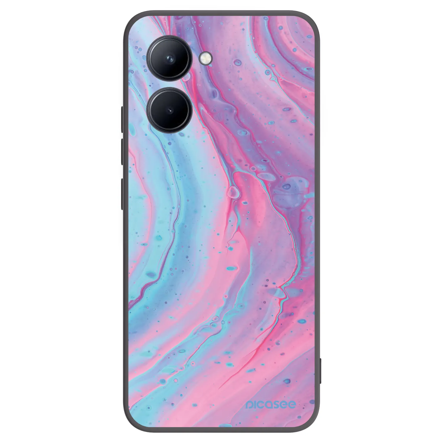 Picasee silikonski črni ovitek za Realme C33 (2023) - Pink liquid