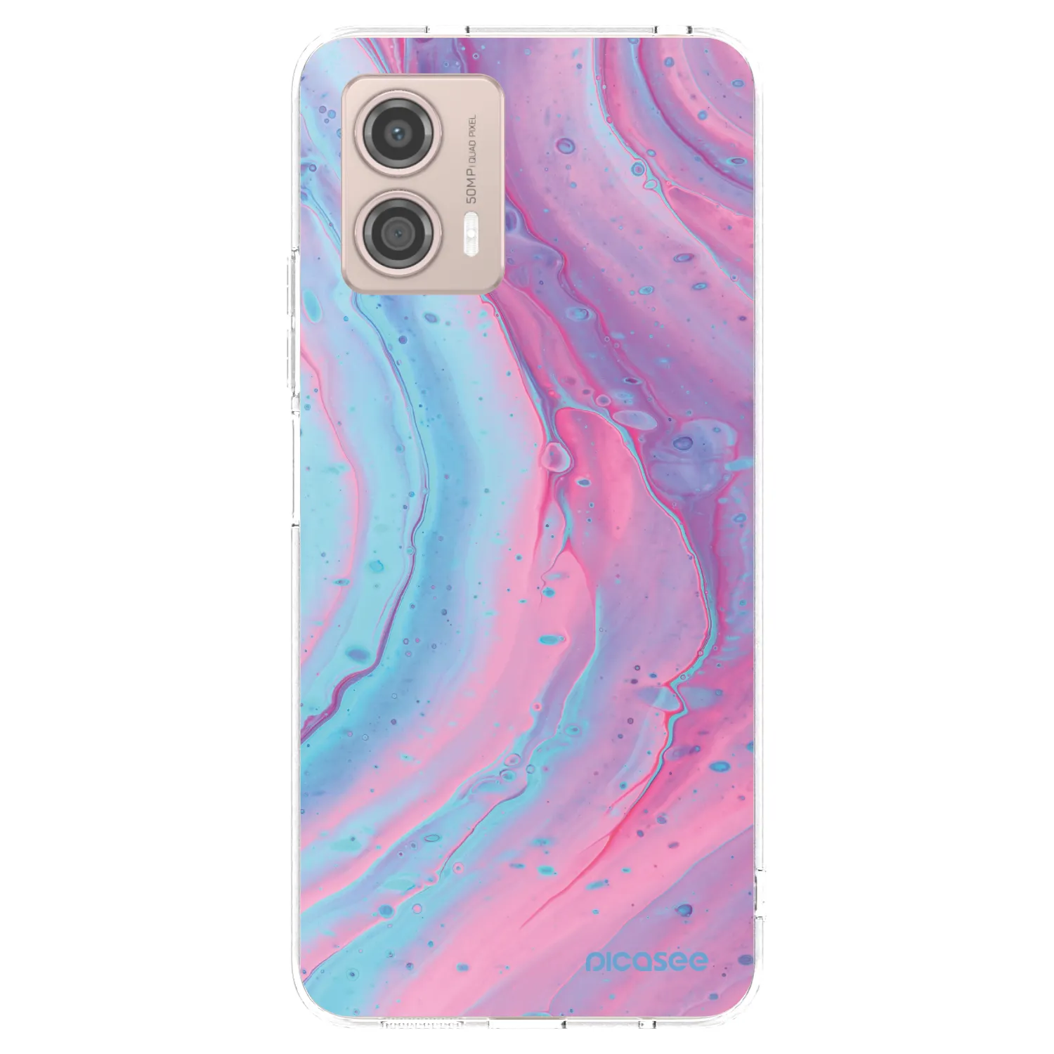 Picasee silikonski prozorni ovitek za Motorola Moto G53 5G - Pink liquid