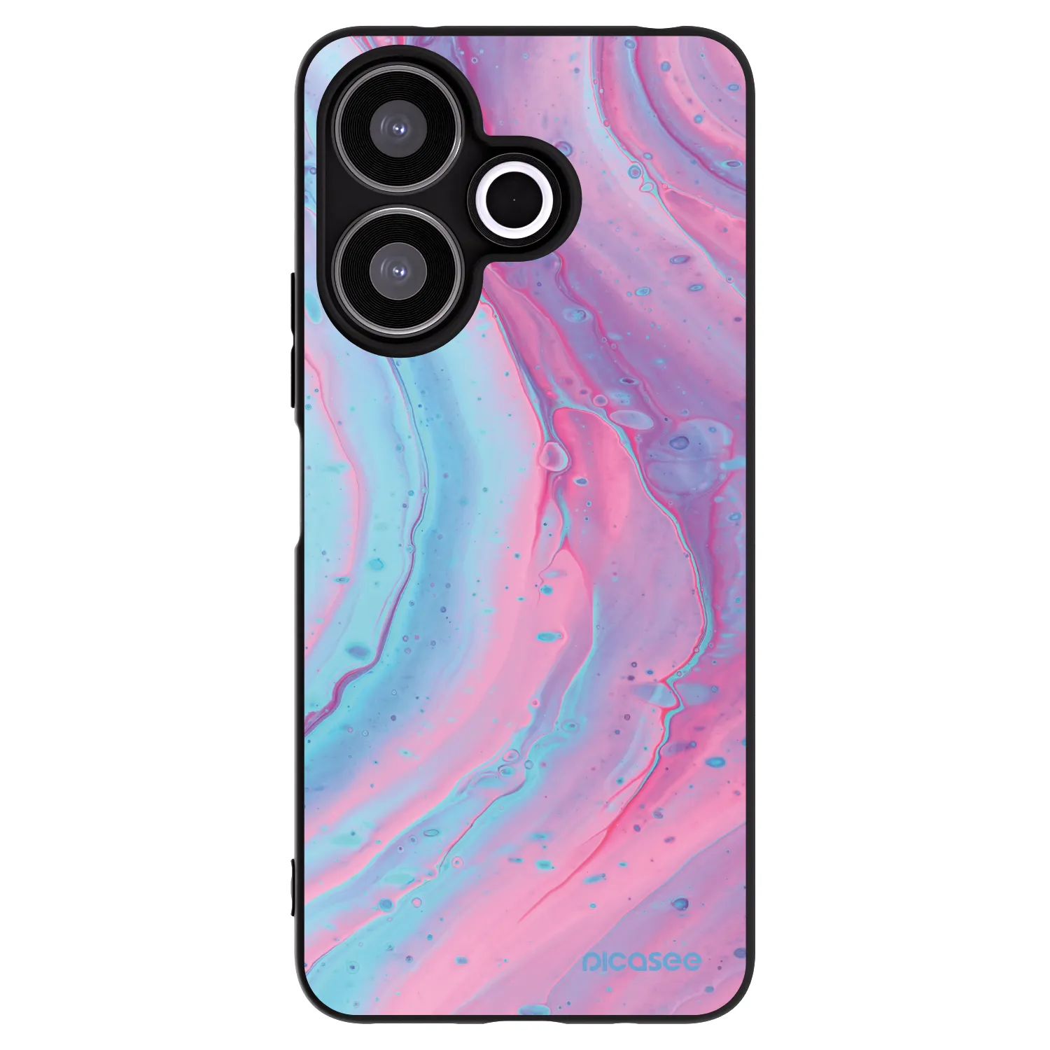 Picasee silikonski črni ovitek za Xiaomi Redmi 13 4G - Pink liquid