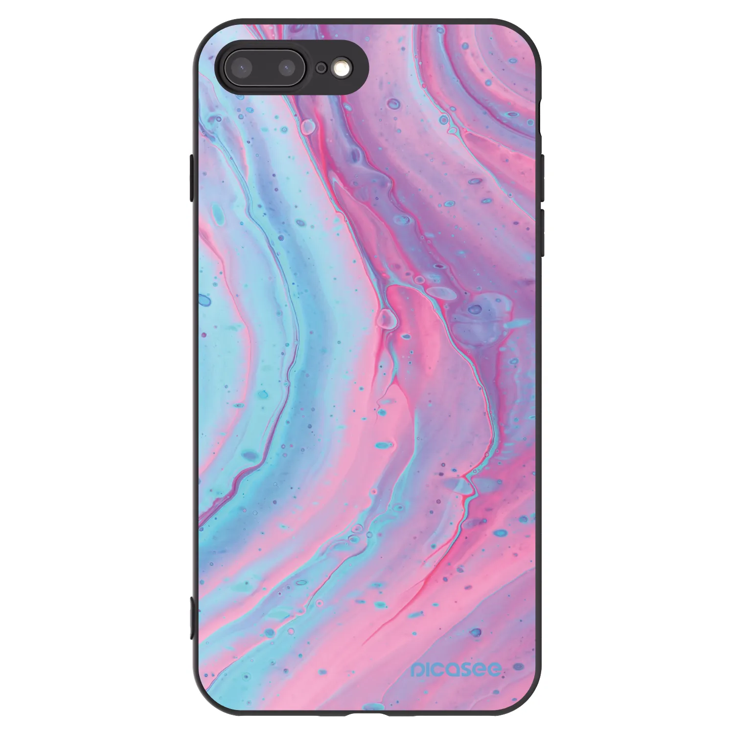 Picasee silikonski črni ovitek za Apple iPhone 7 Plus - Pink liquid