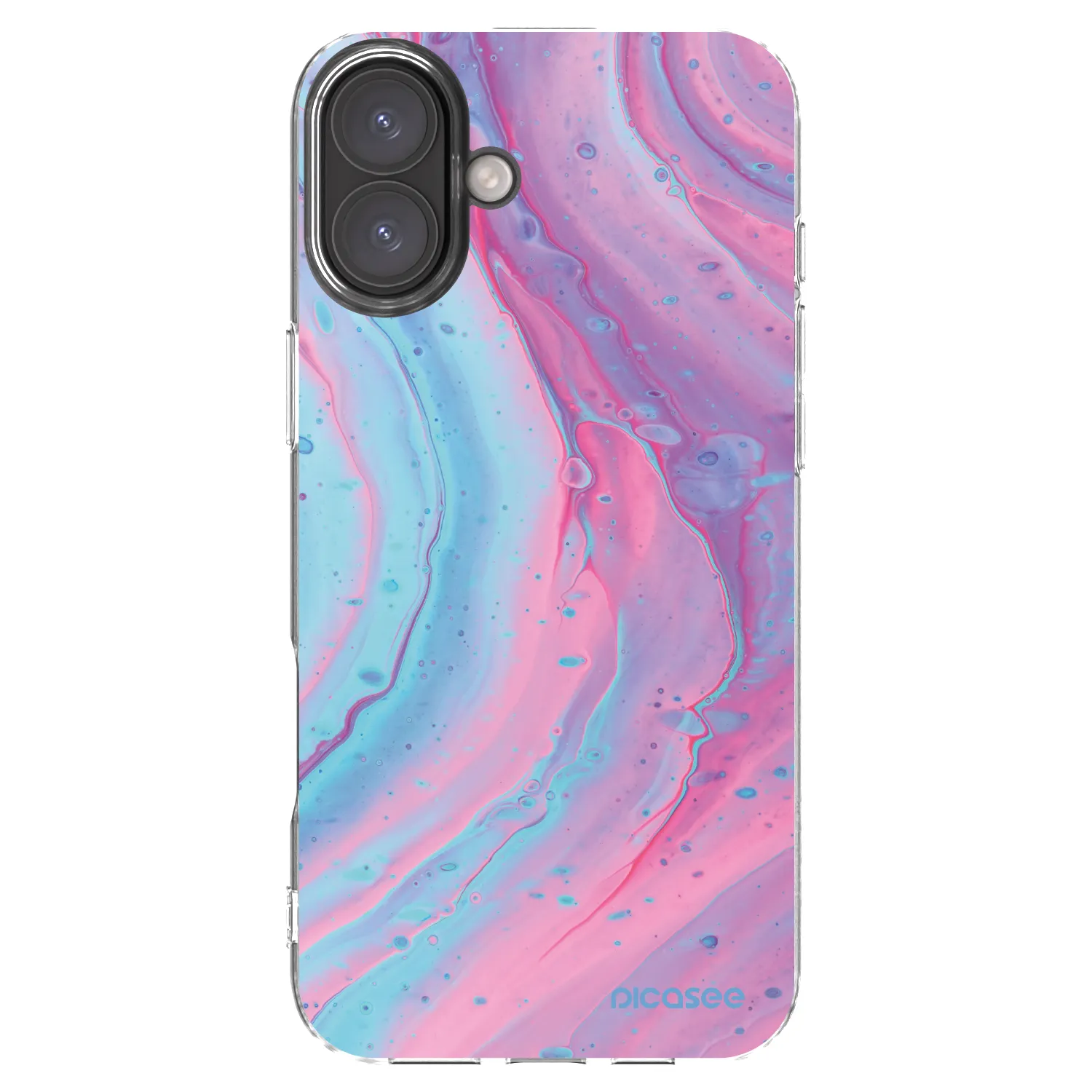 Picasee silikonski prozorni ovitek za Apple iPhone 16 Plus - Pink liquid
