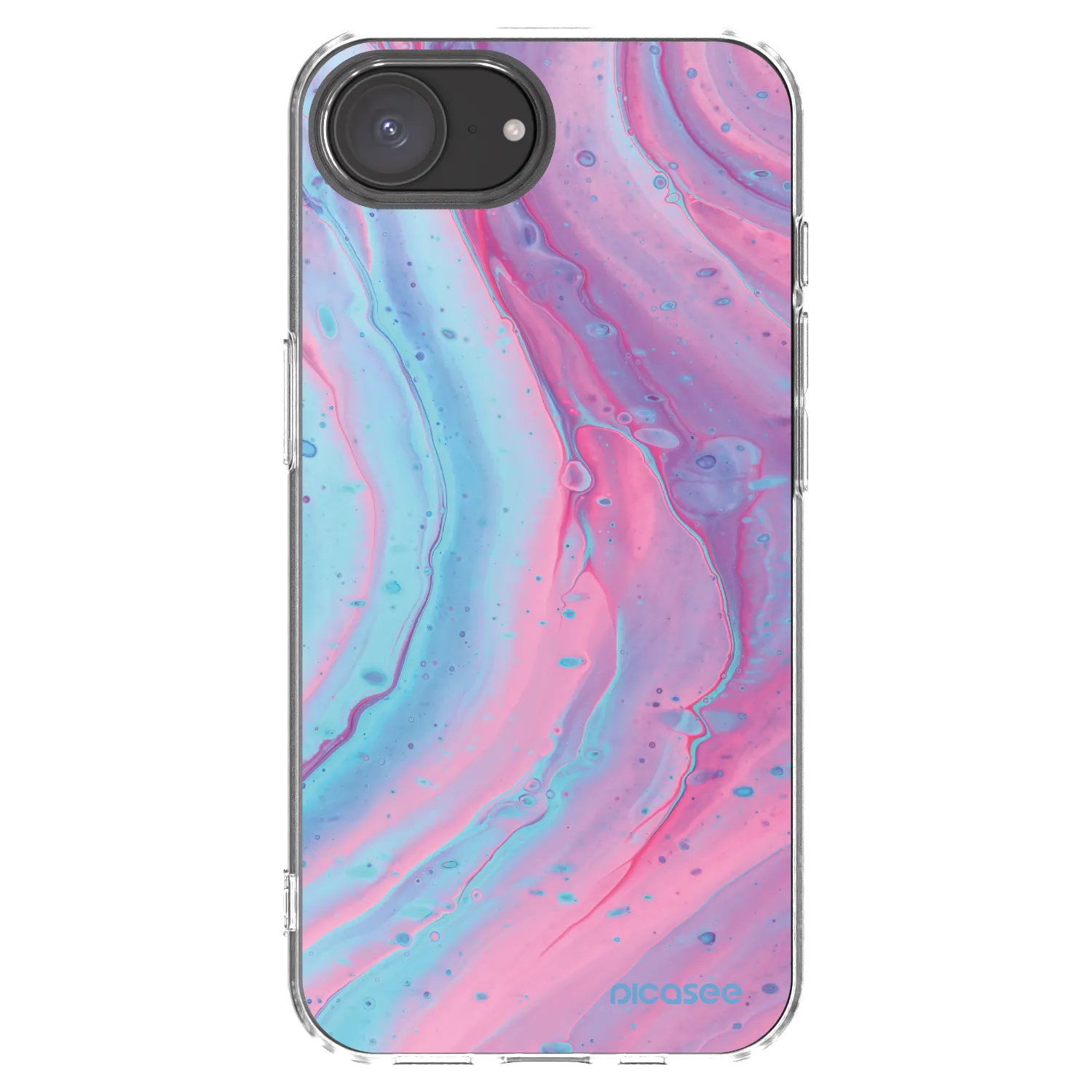 Picasee silikonski prozorni ovitek za Apple iPhone 16e - Pink liquid