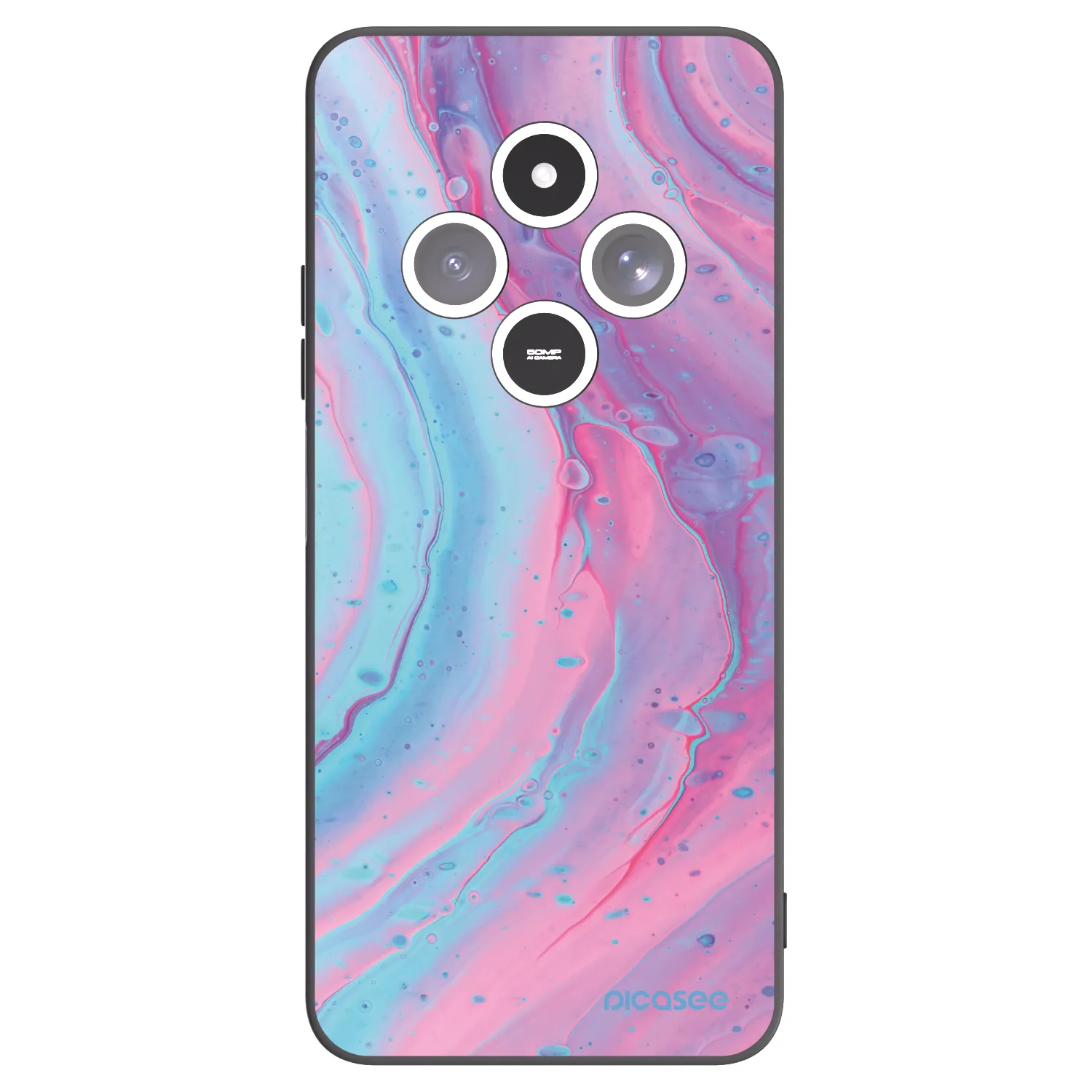 Picasee silikonski črni ovitek za Xiaomi Redmi 14C - Pink liquid