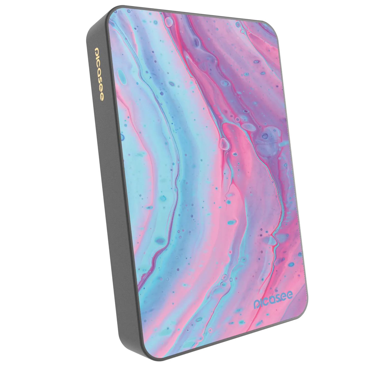 Picasee Prenosna baterija z MagSafe 10 000 mAh Siva - Pink liquid