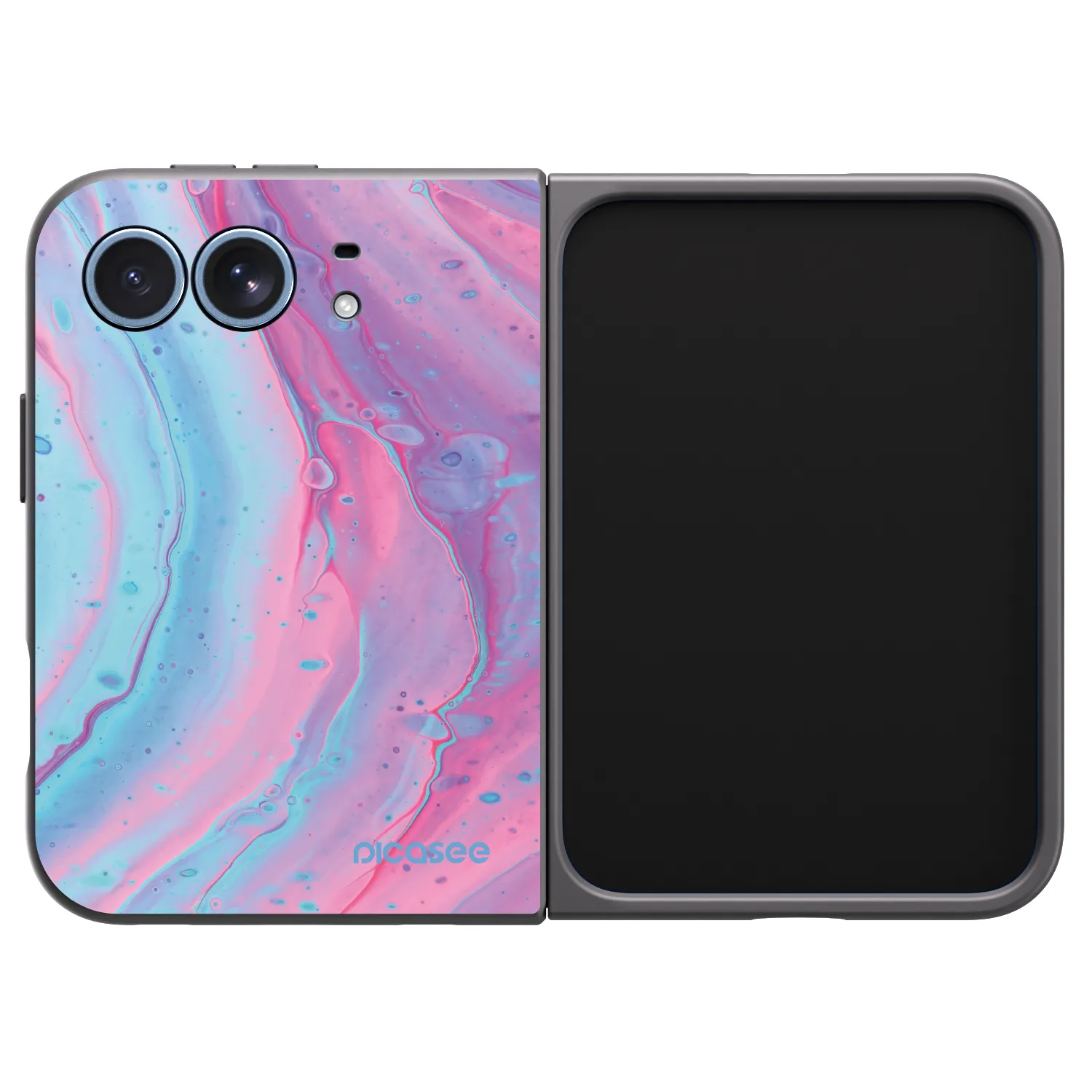 Picasee silikonski črni ovitek za Apple iPhone Duo - Pink liquid