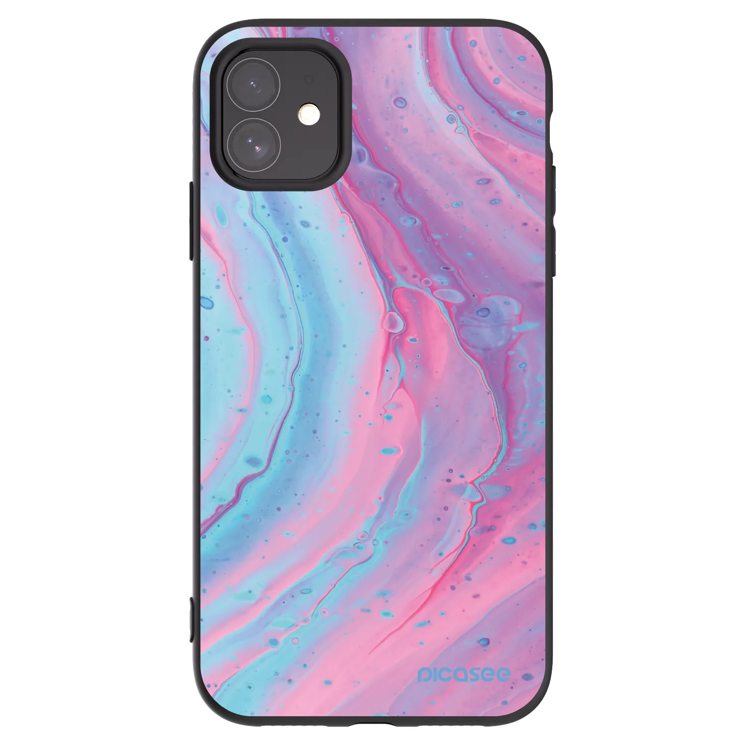 Picasee silikonski črni ovitek za Apple iPhone 11 - Pink liquid