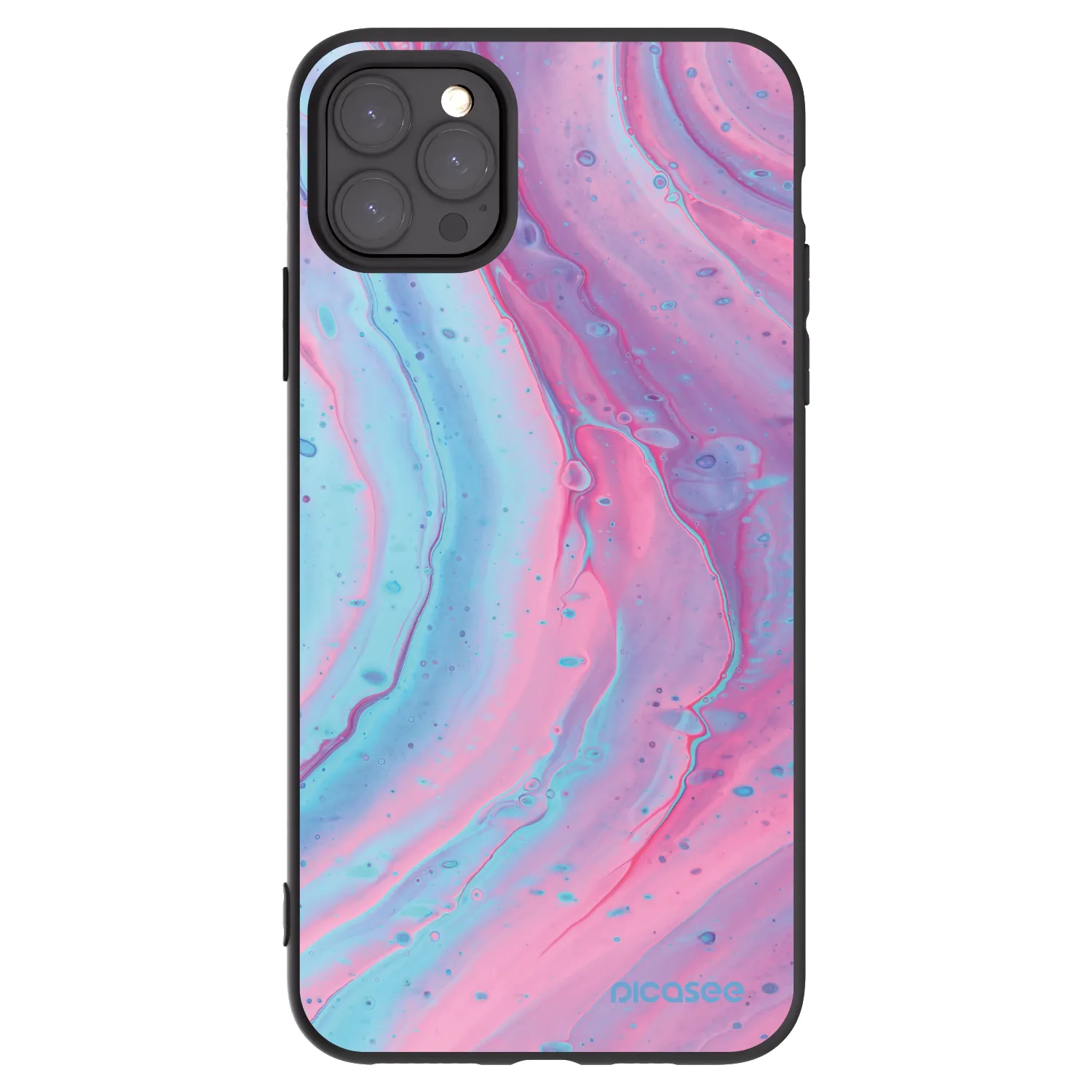 Picasee silikonski črni ovitek za Apple iPhone 11 Pro Max - Pink liquid