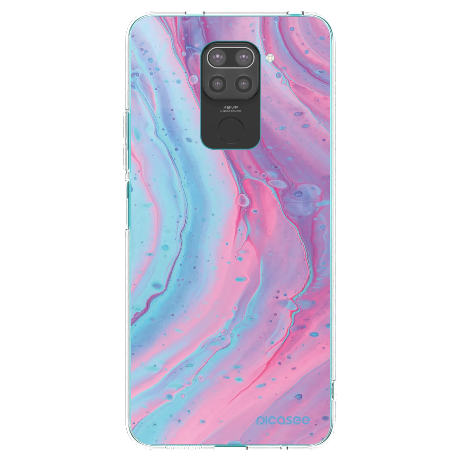 Picasee silikonski črni ovitek za Xiaomi Redmi Note 9 - Pink liquid