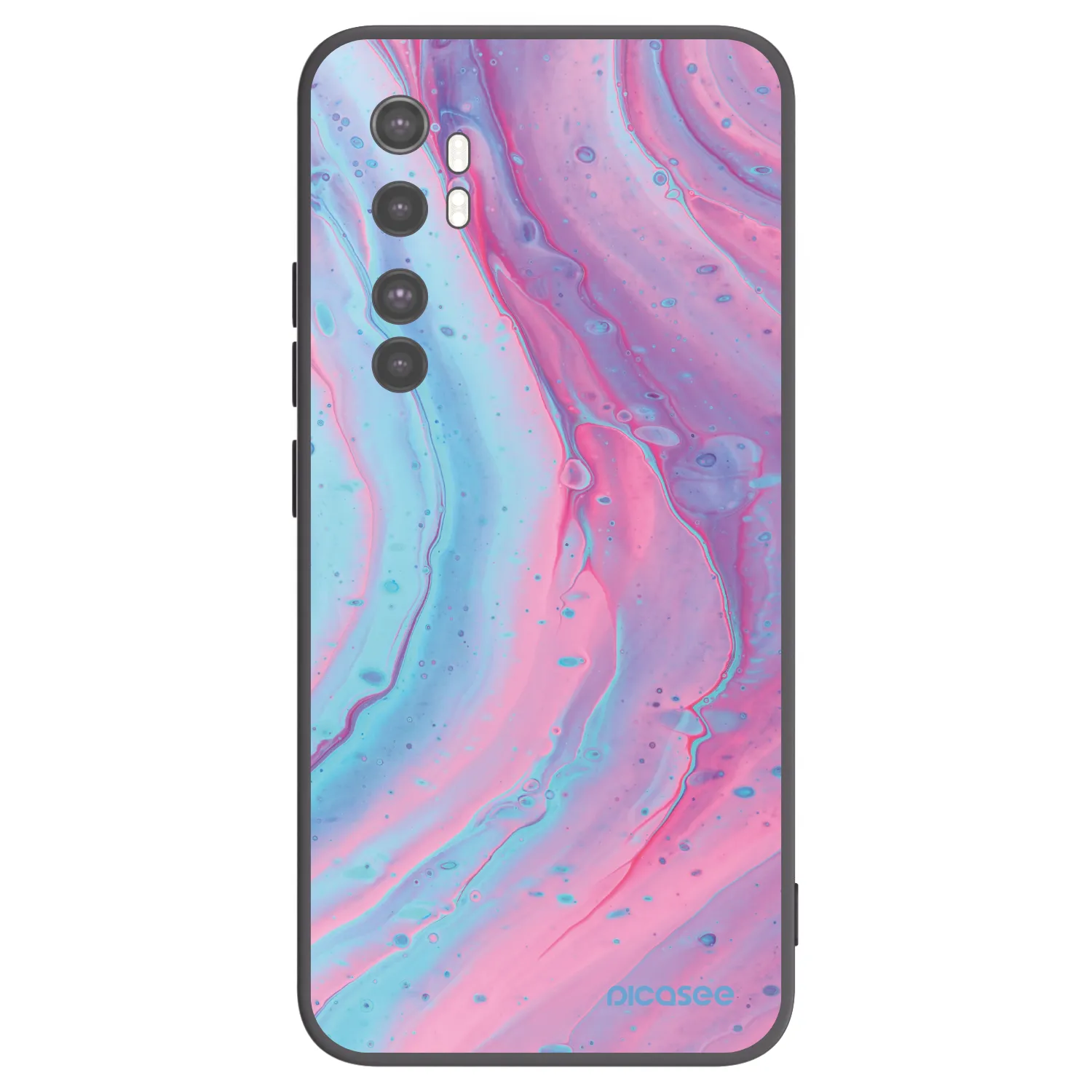 Picasee silikonski črni ovitek za Xiaomi Mi Note 10 Lite - Pink liquid