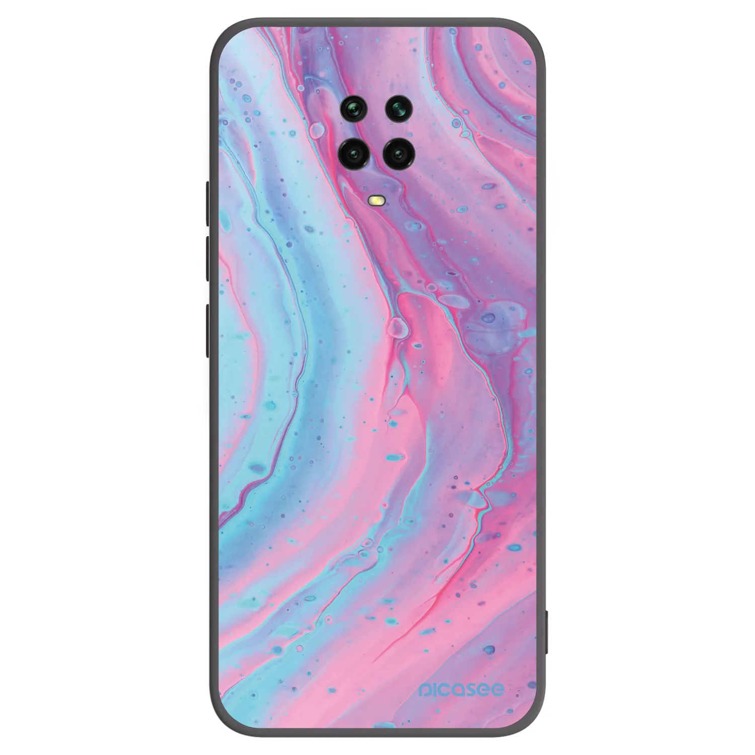 Picasee silikonski črni ovitek za Xiaomi Redmi Note 9S - Pink liquid