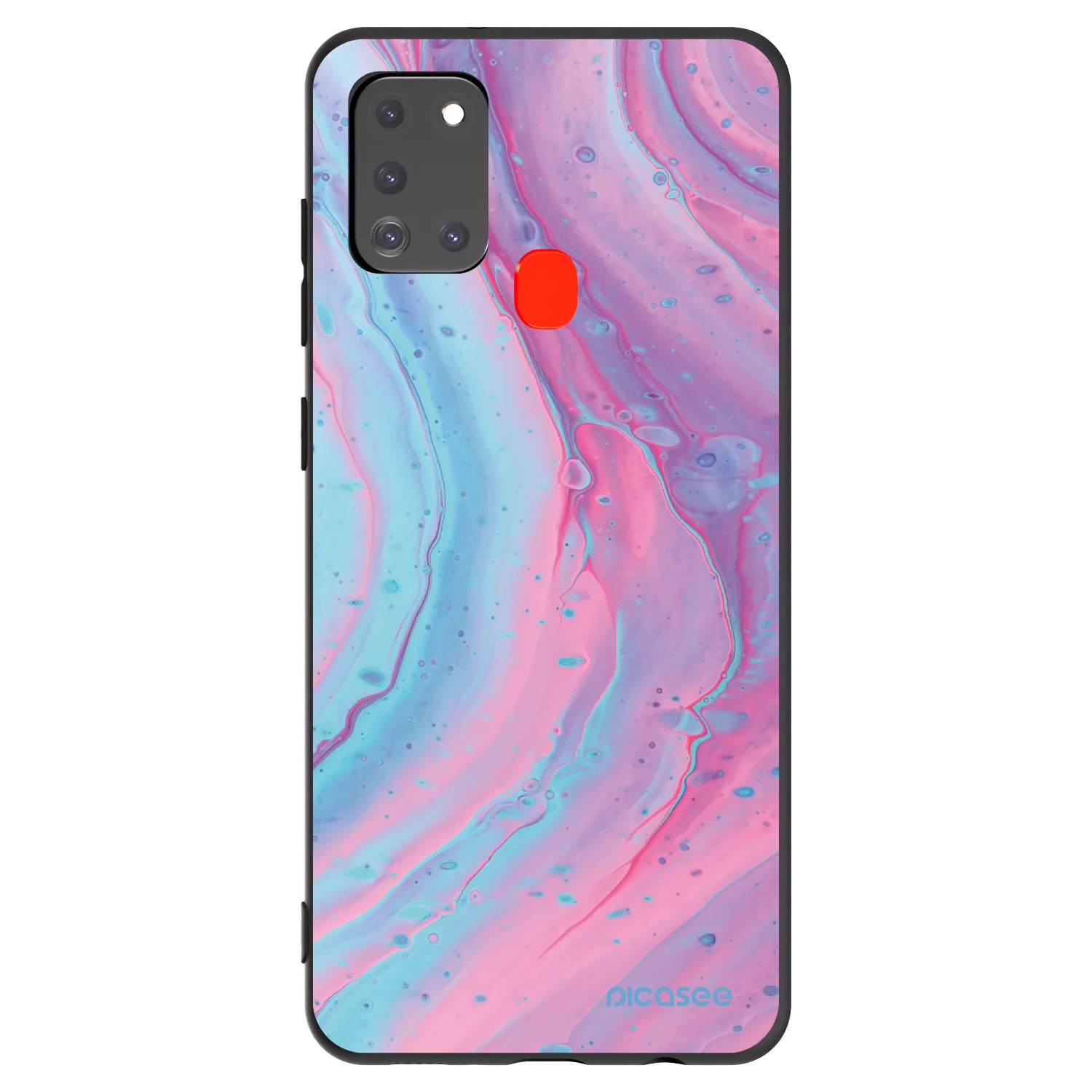 Picasee silikonski črni ovitek za Samsung Galaxy A21s - Pink liquid