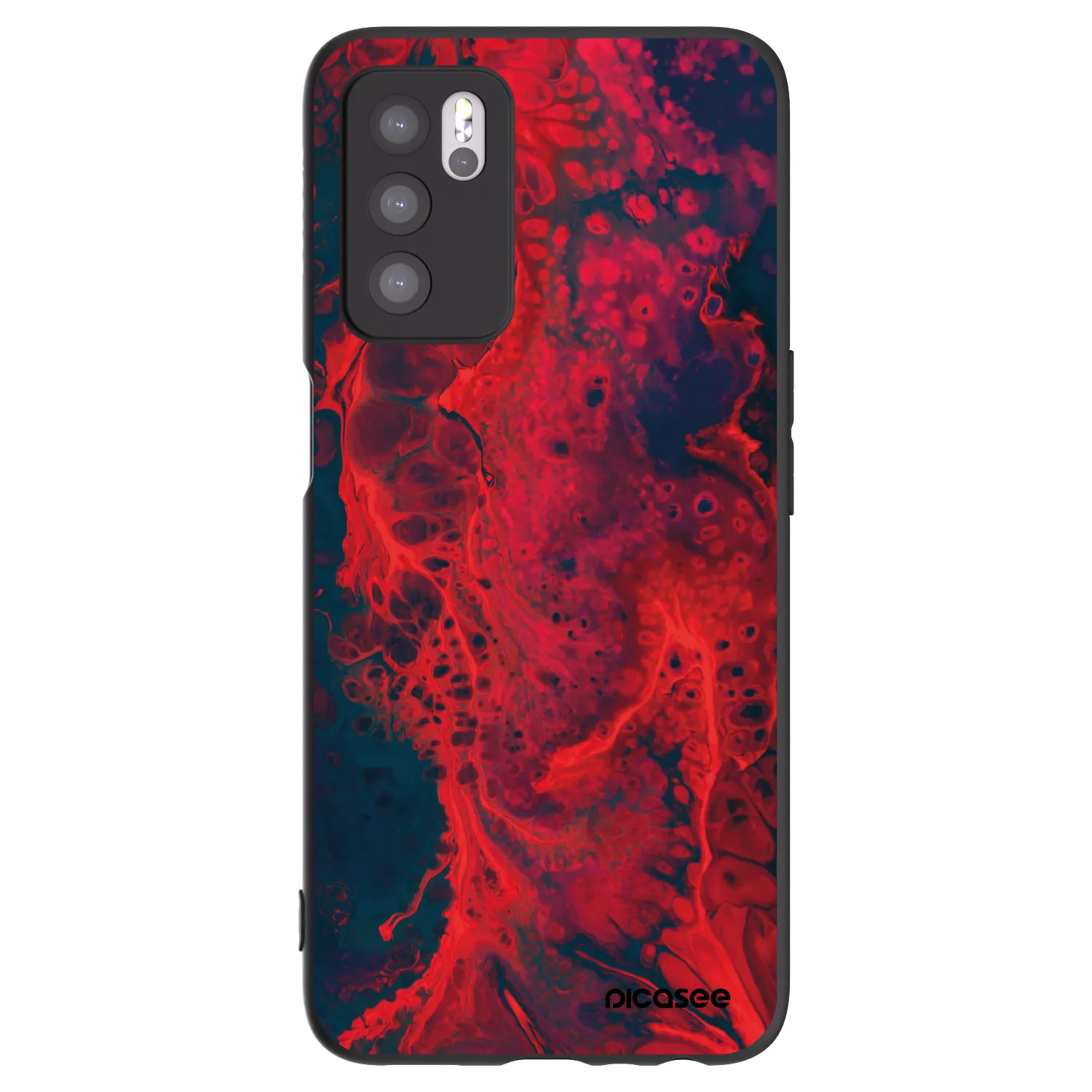 Picasee silikonski črni ovitek za OPPO A16s - Organic red