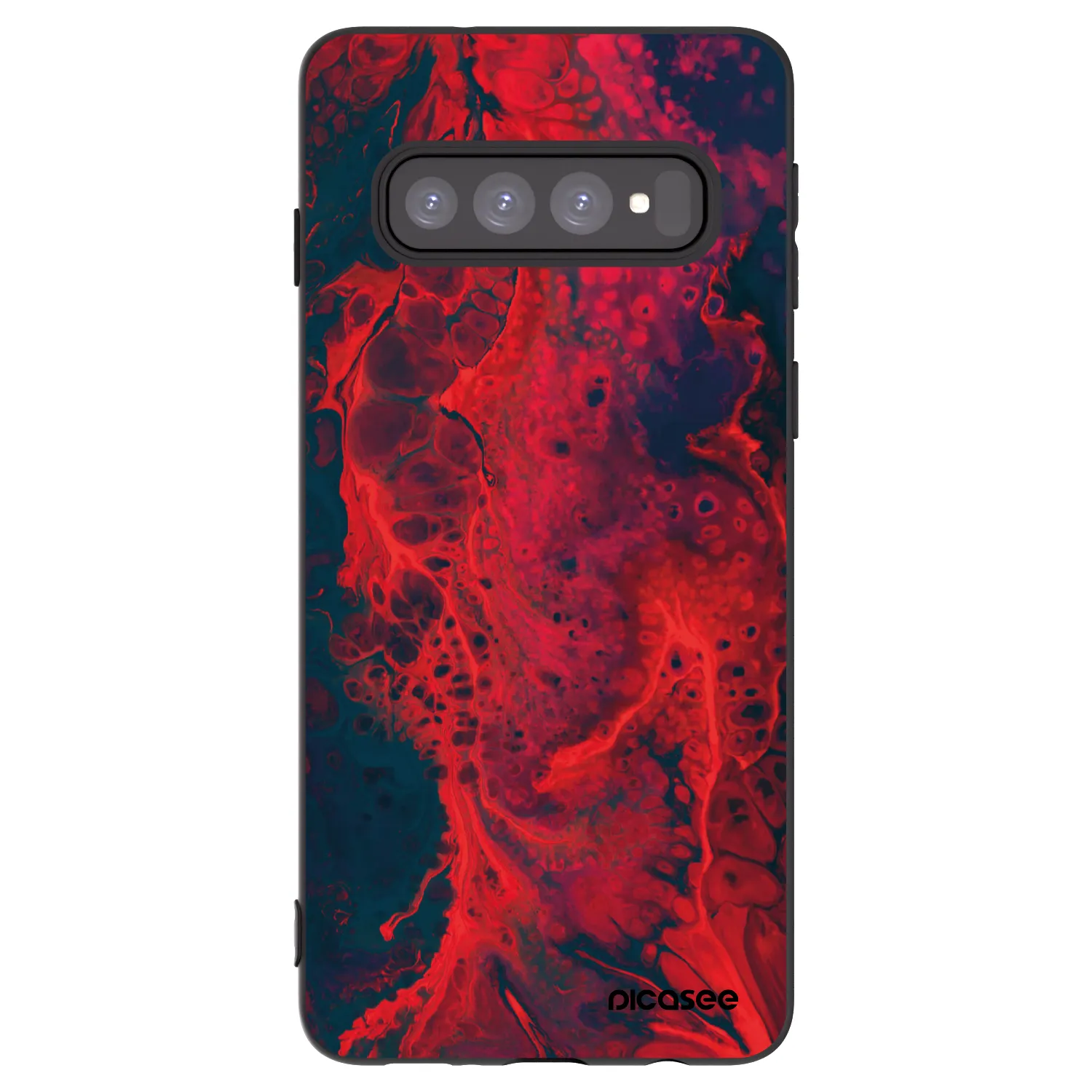 Picasee silikonski črni ovitek za Samsung Galaxy S10 G973 - Organic red