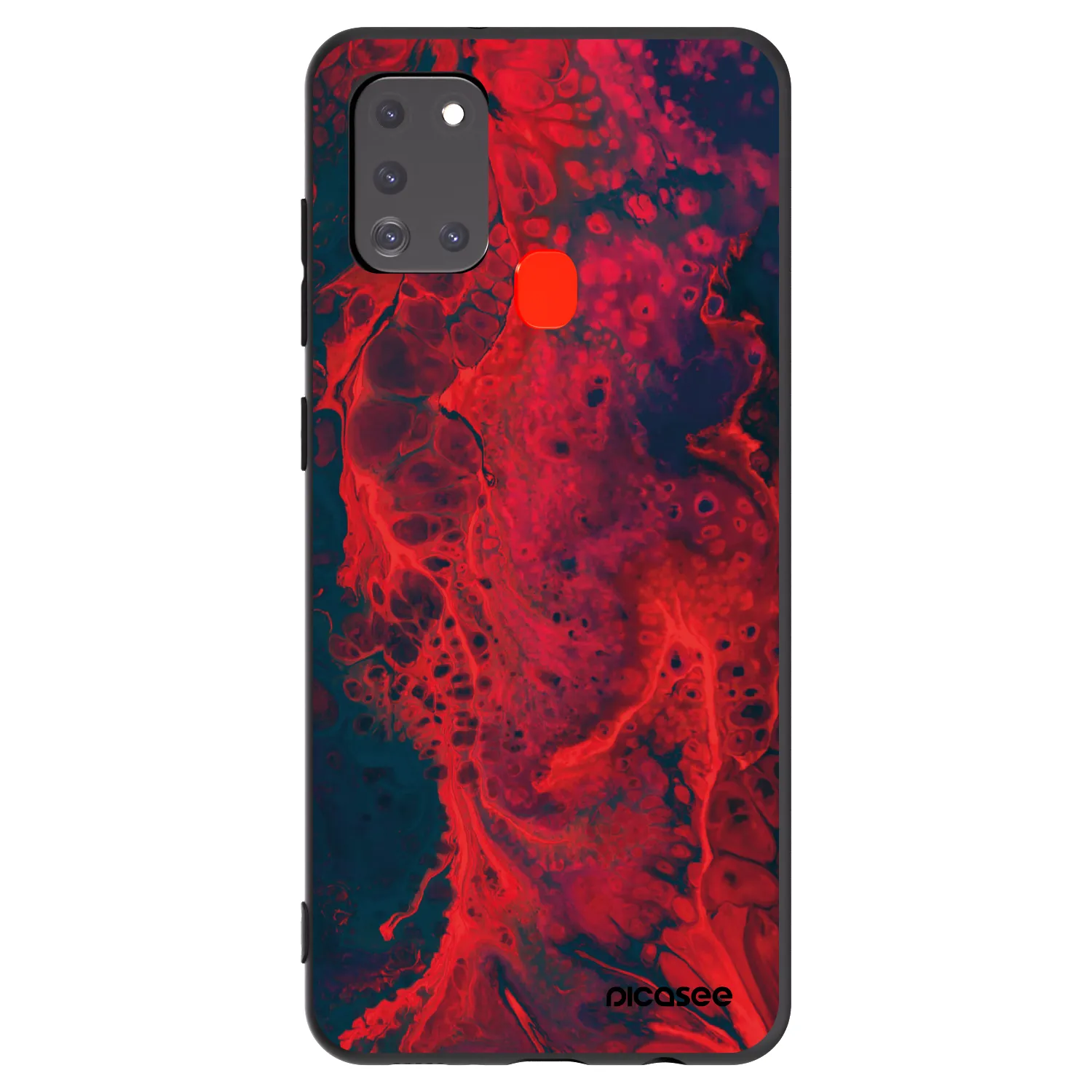 Picasee silikonski črni ovitek za Samsung Galaxy A21s - Organic red