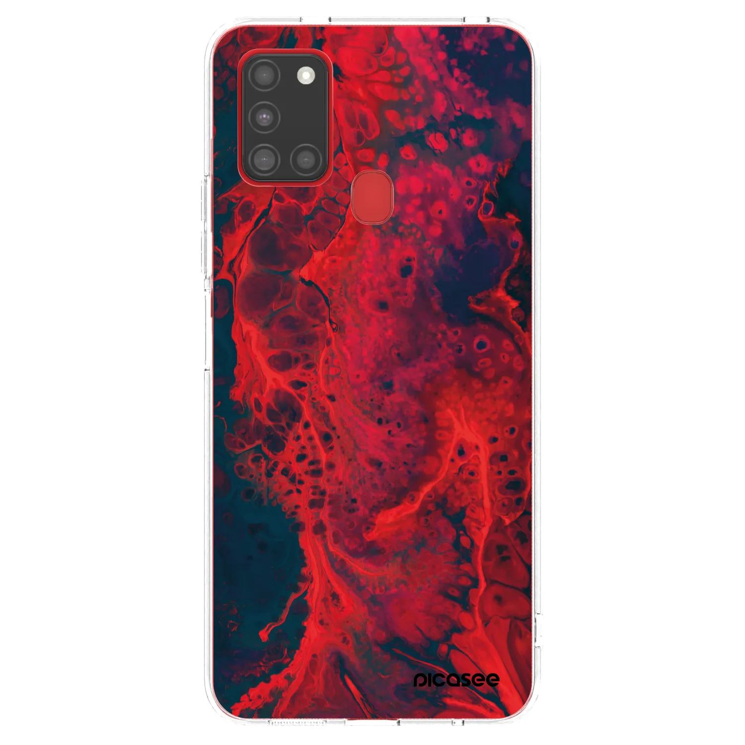 Picasee silikonski prozorni ovitek za Samsung Galaxy A21s - Organic red