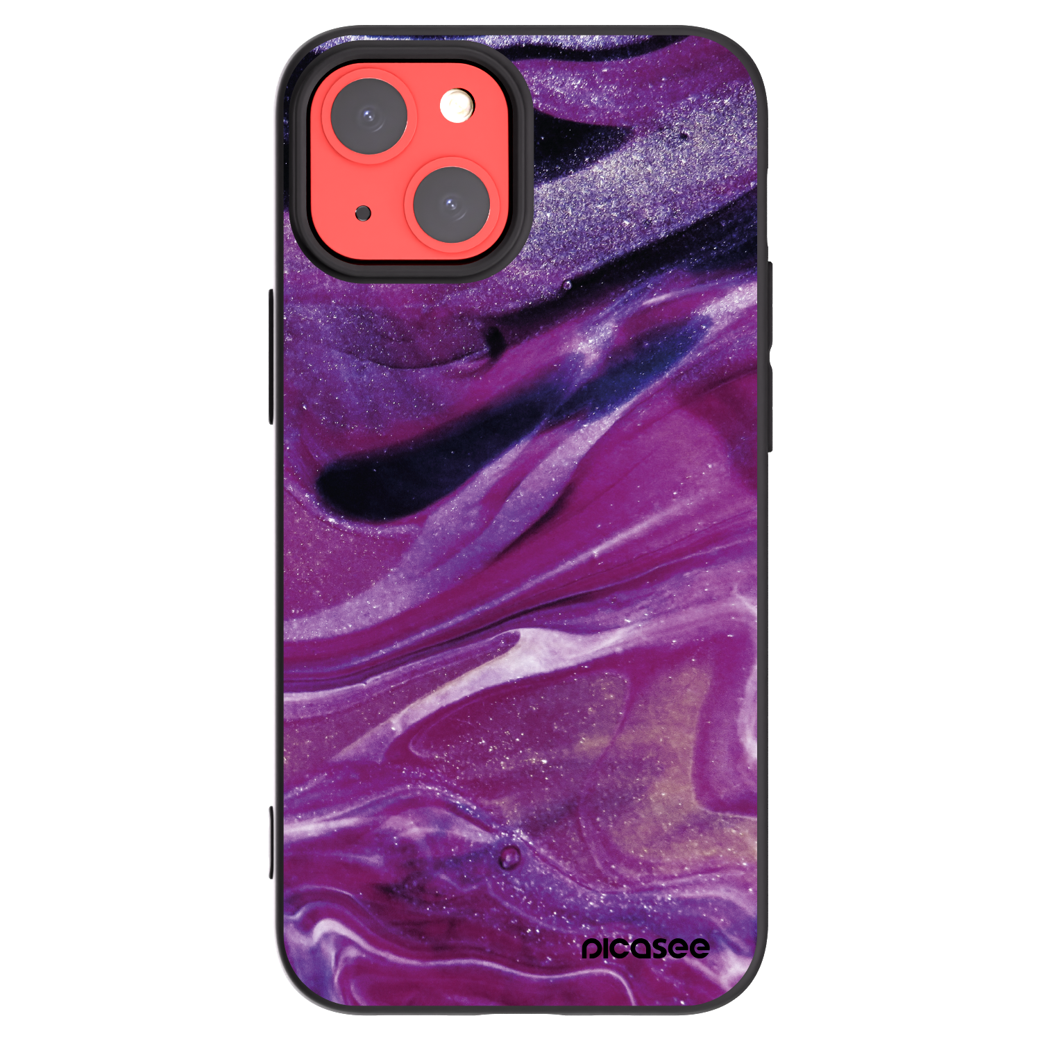 Picasee silikonski črni ovitek za Apple iPhone 13 mini - Purple glitter