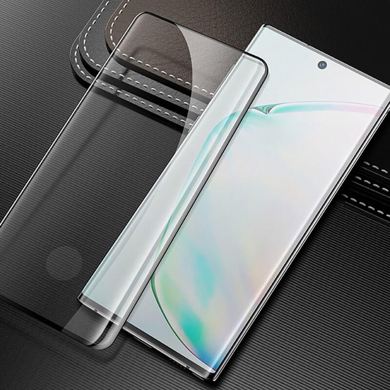 Picasee ukrivljeno zaščitno steklo 3D za Samsung Galaxy Note 10+ N975F – črno