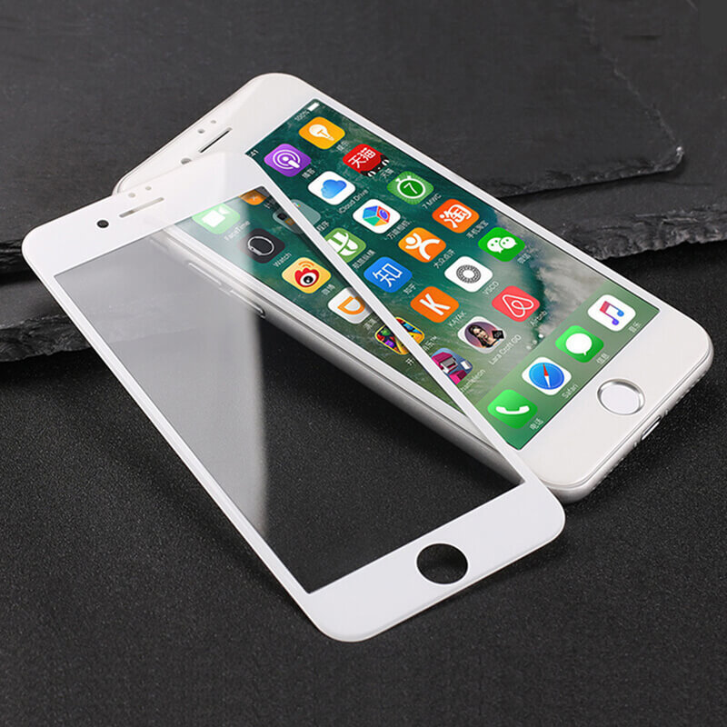 Picasee zaščitno kaljeno steklo 3D z okvirjem za Apple iPhone 7 Plus – belo
