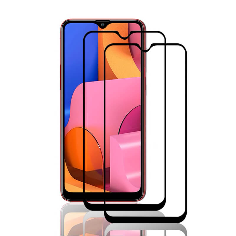 3x Picasee kaljeno steklo 3D z okvirjem za Samsung Galaxy A20s – črno – 2+1 brezplačno