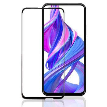 Kaljeno steklo 3D z okvirjem za Honor 9X – črno