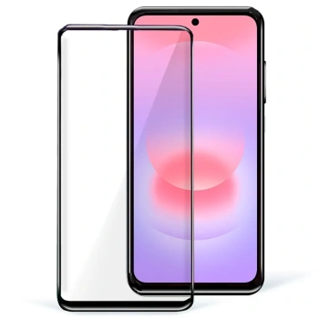 3x kaljeno steklo 3D z okvirjem za Samsung Galaxy A37 – črno