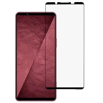 Kaljeno steklo 3D z okvirjem za Sony Xperia 1 VIII 5G – črno