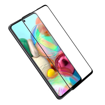 Kaljeno steklo 3D z okvirjem za Samsung Galaxy A71 A715F – črno