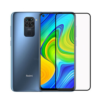 3x kaljeno steklo 3D z okvirjem za Xiaomi Redmi Note 9 – črno