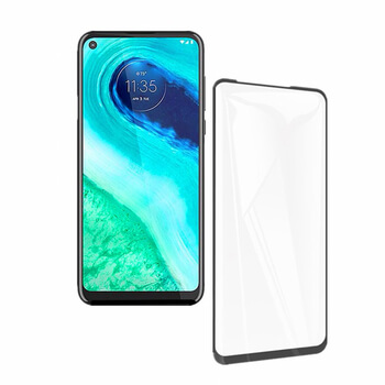 Kaljeno steklo 3D z okvirjem za Motorola Moto G8 – črno