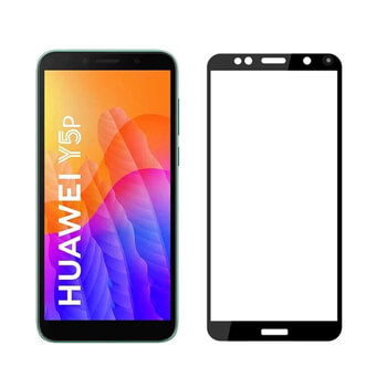Picasee zaščitno kaljeno steklo 3D z okvirjem za Huawei Y5P – črno