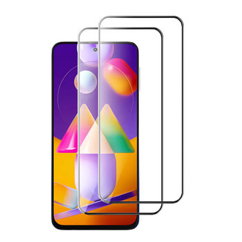3x kaljeno steklo 3D z okvirjem za Samsung Galaxy M31s – črno