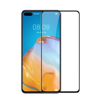 3x kaljeno steklo 3D z okvirjem za Huawei P40 – črno