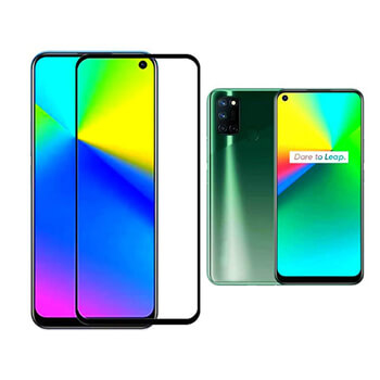 3x Picasee kaljeno steklo 3D z okvirjem za Realme 7i – črno – 2+1 brezplačno