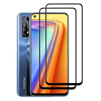 3x Picasee kaljeno steklo 3D z okvirjem za Realme 7 – črno – 2+1 brezplačno