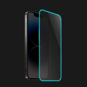 Picasee Zaščitno kaljeno steklo z okvirjem, ki se sveti v temi za Apple iPhone 12 Pro - Modra
